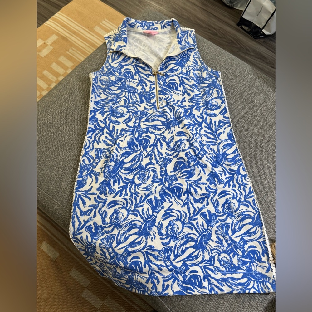 Lilly Pulitzer Lobster and Crab Zip Front Shift Dress